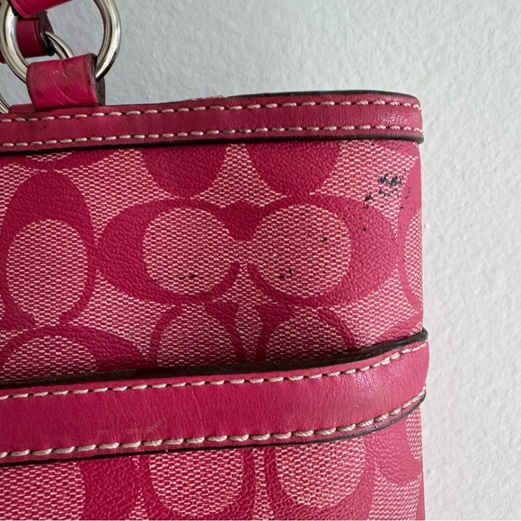 Coach Y2K Chelsea Heritage Stripe Tote Pink/White Genuine - Picture 9 of 15